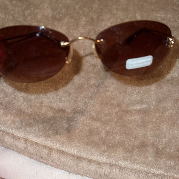 New! Liz Claiborne brown tinted wire frame sunglasses - Picture 10 of 11